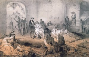 III. Napóleon császár meglátogatta a sebesült katonákat a solferinói csata után, 1859. június 24. alkotó: French School