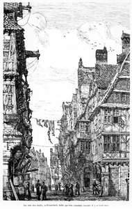 A Frankfurt Judengasse, 1860-70 körül alkotó: French School