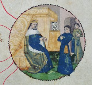 V. és VI. Károly genealógiája, VI. Károly (1368-1422) részlete (vellum) alkotó: French School