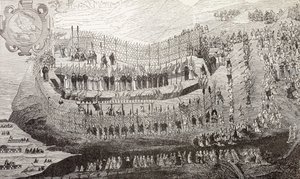 Nagaszaki nagy mártíromsága, 1622, Paul Lacroix „Katonai és vallási élet a középkorban” című művéből, London, 1880 körül. alkotó: French School
