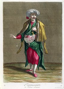 A janicsár, a levantei jelmezek nyomatainak gyűjteményéből, vésette Philippe Simonneau (1685-kb. 1753) 1707-08 alkotó: French School