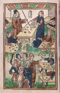 Ékszerbolt, 1491 (színes fametszet) alkotó: French School