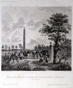 Napóleon és VII. Pius pápa találkozása a fontainebleau-i erdőben, metszet: A. Lipinski, 1804. november 26. (metszet) alkotó: French School