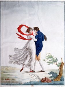 The Morning Walk, 1800 körül (színes metszet) alkotó: French School