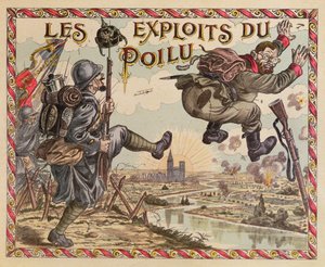 A Poilus Achievements, a németet a Rajnán túlra lökve, egy társasjáték borítója, 1914-15 alkotó: French School