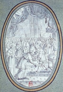 Flavio Chigi bíboros (1631-93) fogadása XIV. Lajos (1638-1715) által 1664. július 29. alkotó: French School
