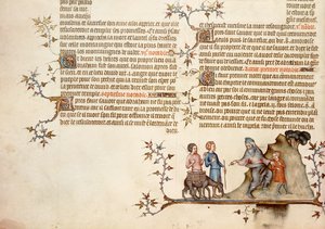 Izsák feláldozása, Jean de Sy Bibliájából, 1355 körül