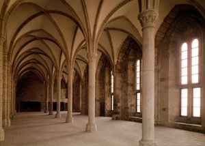 A Salle des Hotes, belső kilátás az apátságra alkotó: French School