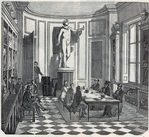 A Párizsi Orvostudományi Iskola - vizsga a műszerteremben - Edmond Texier 1852-es metszete „Tableau-de-Paris”-ban alkotó: French School