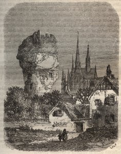 A gallardoni váll - feodale torony, 12. századi - metszet Victor Duruy (1811-1894) „Histoire de France”-jába – 1882 alkotó: French School