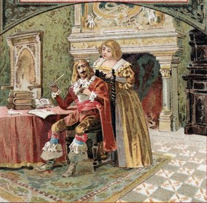 Beringhen apja és Madame du Fargis összeesküvést szőtt Richelieu ellen (Armand Jean du Plessis, Richelieu bíborosa (1585-1642), XIII. Lajos minisztere az Azay-le-Rideau (Azay le Rideau) kastélyban (Indre-et- Loire). 19. végének kromolitográfiája alkotó: French School
