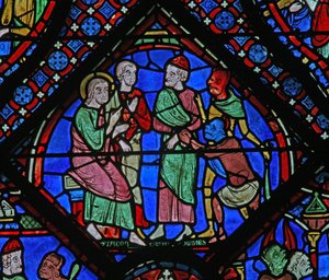 A Szent Jakab ablak: Almongenes-szel (Hermogines), Filetussal és démonokkal (w5) alkotó: French School