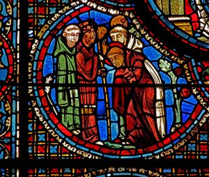 A St Lubin ablak: Szent Avit megáldja Lubint és a két szerzetest (w45) alkotó: French School