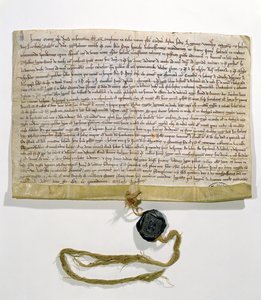 A Párizsi Egyetem alapszabálya, amelyet Robert de Courson bíboros, pápai legátus állított elő és adott ki 1215 augusztusában (perselya és viasz) alkotó: French School