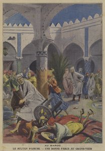 A marokkói szultán mulatságos azzal, hogy viccet játszik nagyvezírjével (színes litó) alkotó: French School