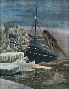 A Titanic jéghegynek ütközik. alkotó: French School