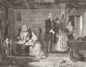 Wakefield helytartója kibékíti feleségét Oliviával, Gilbert Stuart Newton festménye után. A Histoire des Peintres-ből, École Anglaise, 1867-ben (litho) alkotó: French School