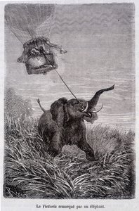 Az elefánt által vontatott Viktória – Jules Verne regényében: Öt hét léggömbben alkotó: French School