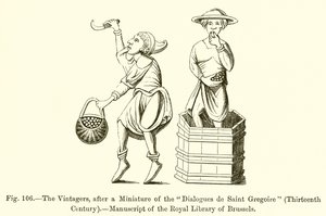 Die Weinleser, nach einer Miniatur der Dialogues de Saint Gregoire