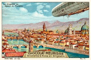 Léghajó Firenze felett (chromolitho) alkotó: French School