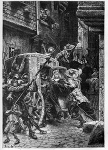 Pierre Broussel (1575-1654) letartóztatása 1648-ban, Osztrák Anna (1601-1666) parancsára, kiváltva a nép felfordulását (barikádok napjai) és a Fronde - Pierre de Brousel tanácsos letartóztatása A párizsi parlament, az Atyának nevezett alkotó: French School