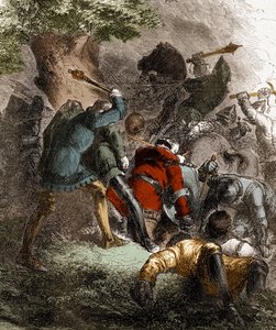 A trentói csata: a Parti de Charles de Blois 30 lovagja a Parti Montfort 30 lovagja ellen (március 27. alkotó: French School