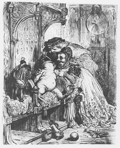 Pantagruel születése, illusztráció a „Gargantua és Pantagruel” című művéből, François Rabelais (metszet) alkotó: French School
