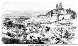 Béziers elfoglalása Simon de Montfort által 1209. július 22-én alkotó: French School
