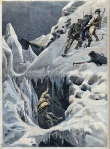 A Mont Blanc (Mont Blanc) katasztrófája: az utazók és vezetőik halála expedíciójuk során, a "Le Petit Parisien"-ben alkotó: French School