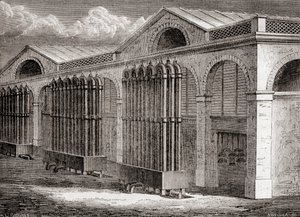 Széngáz kondenzátor üzem La Villette-ben, Párizs, Franciaország a 19. században, a „Les Merveilles de la Science”-ből, 1870 körül megjelent (metszet) alkotó: French School
