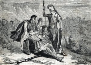 Epaminondas halála (Kr. e. 418-362) - (metszet) 1864 alkotó: French School