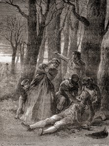 Philippe Lebon halála a Champs-Élysées-n, miután tizenháromszor megszúrták, az 1870 körül megjelent „Les Merveilles de la Science”-ből (metszet) alkotó: French School