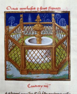 A zárt kert és szökőkút pecsét Miniatűrje Dreux-Bude (Dreux Bude) mesterétől (Andre d