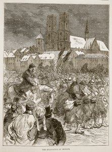 Orléans evakuálása, 1870. december, illusztráció Cassells: A Franciaország és Németország közötti háború története, 1870-1871 alkotó: French School