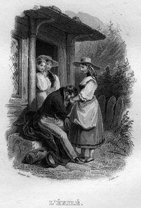 A száműzött Chanson de Beranger Pierre Jean de Beranger (1780-1857) francia költő és dalszerző „Művei befejeződnek” című művében (1834). alkotó: French School