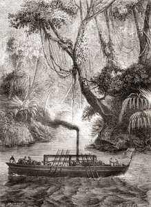 John Fitch Perseverance gőzhajójának első sikeres próbaüzeme a Delaware folyón, Amerikában, augusztus 22. alkotó: French School