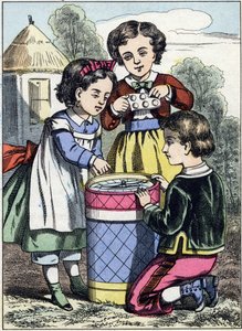 A macaroons játék. Metszet a „A gyermekkor játékai” képalbumból. Epinal képei, 19. század vége. 32 oldal. Mérete: 20x14cm alkotó: French School
