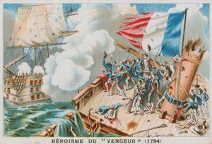 A Vengeur du Peuple francia hadihajó hősiessége, 1794. alkotó: French School