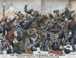 A liberális mozgalom Oroszországban, erőszakos verekedések Szentpéterváron, illusztráció a Le Petit Journal: Supplement illustre, 1904. december 25. alkotó: French School
