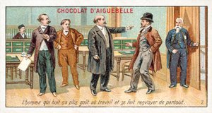 Aki iszik, annak már nincs kedve a munkához, és elbocsátják magát (chromolitho) alkotó: French School