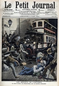 A busz hibái: egy busz által összetört tűzvész Amszterdam Párizs utcájában „Le Petit Journal”, 1907. június (metszet) alkotó: French School