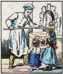 A cukrászda. Metszet a „La chanson des metier”-ben. Epinális képalkotás, 19. század vége. Magángyűjtemény alkotó: French School
