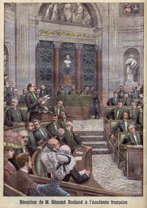 Edmond Rostand költő és drámaíró felvételt nyert az Academy Francaise-be a "Le Petit Journal" címmel. alkotó: French School