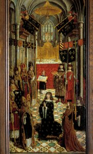 XII. Lajos (1462-1515) szentsége a reimsi székesegyházban 1498. május 27-én. Festmény a 16. századi francia iskola fára. 1501. Dim. 1,95x0,5 m. Párizs, Középkori Nemzeti Múzeum, Thermes de Cluny alkotó: French School