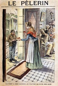 Isten részesedése a szegényeknek a királyok napján - a „Le Pelerin”, deb. 20. sz. (metszés) alkotó: French School