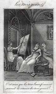 A három műfaj. Festőnő, zenész és olvasó. alkotó: French School