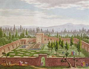 A nagy perzsa költő, Hafiz Shirazi (kb. 1325-kb. 1388) sírja Shirazban alkotó: French School