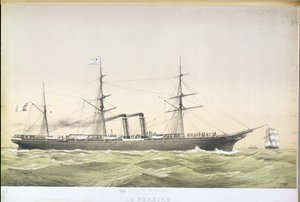 A Le Pereire transzatlanti lapátjáró, amely Le Havre-ból New Yorkba száll át, 1860 körül alkotó: French School