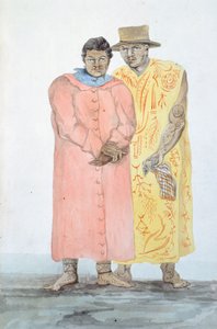 Bora Bora két királya, Illusztráció I. Duperrey Lajos utazásából, LF Lejeune, akvarell festmény alkotó: French School