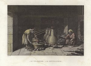 Az ecetkészítő ápolja állóképeit (színes gravírozás) alkotó: French School